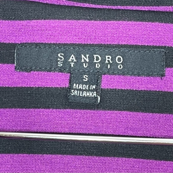 SANDRO Studio Striped Blazer Wednesday Addams Dark Academia Black Purple - Picture 8 of 9